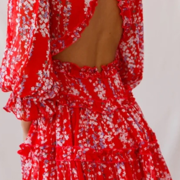 Saints Secrets Women’s Open Back Ruffled Ditzy Print Mini Dress Size Small - Picture 16 of 16